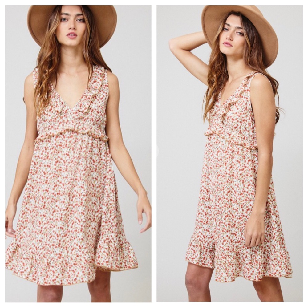 Boho Gypsy chic Dusty Floral V neck dress - Picture 4 of 5